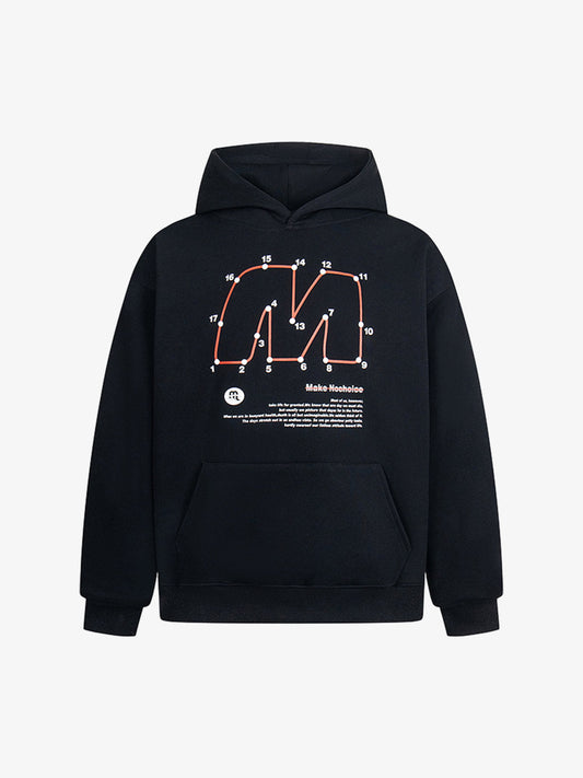 Unique Retro Letter Print Graphic Hoodie