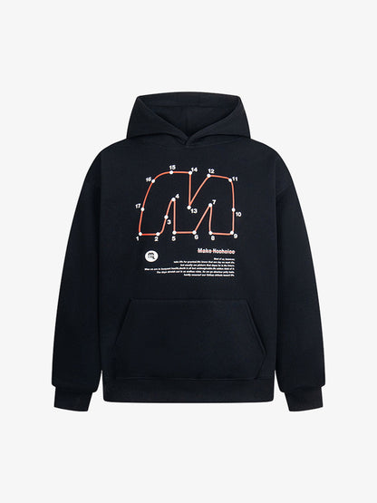 Unique Retro Letter Print Graphic Hoodie