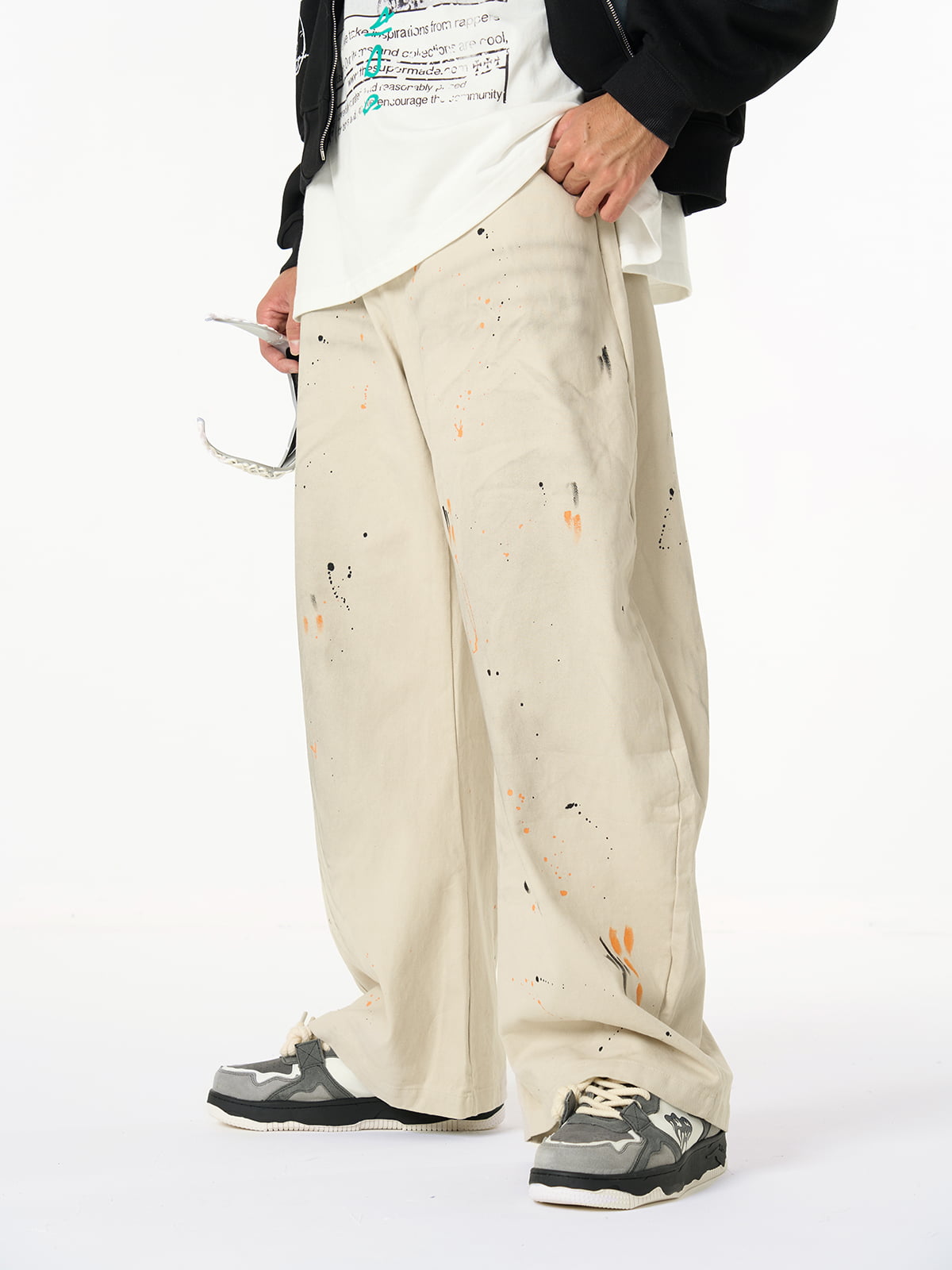 Retro Inkjet Dirty Dyed Barrel Pants