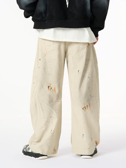 Retro Inkjet Dirty Dyed Barrel Pants
