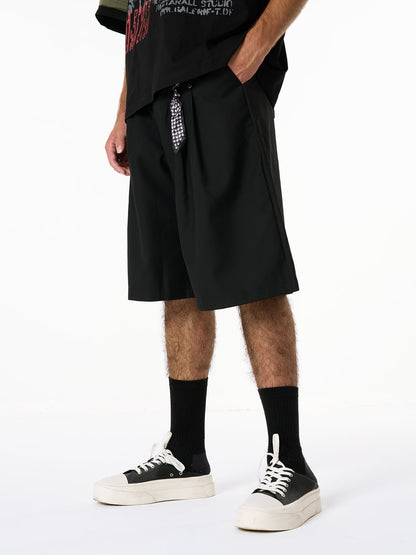 Pleated Design Pendant Decoration Baggy Shorts