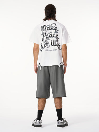 Pleated Design Pendant Decoration Baggy Shorts