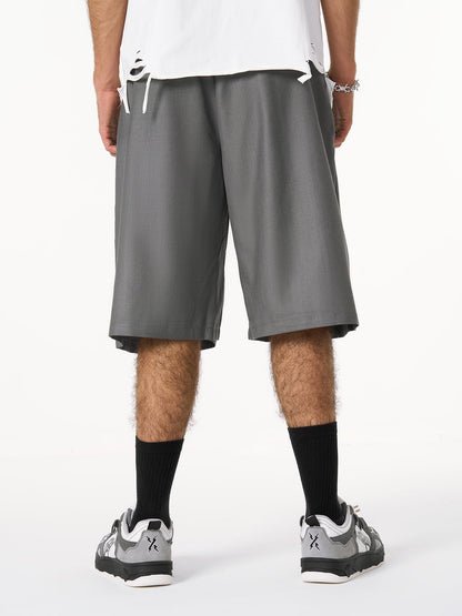 Pleated Design Pendant Decoration Baggy Shorts