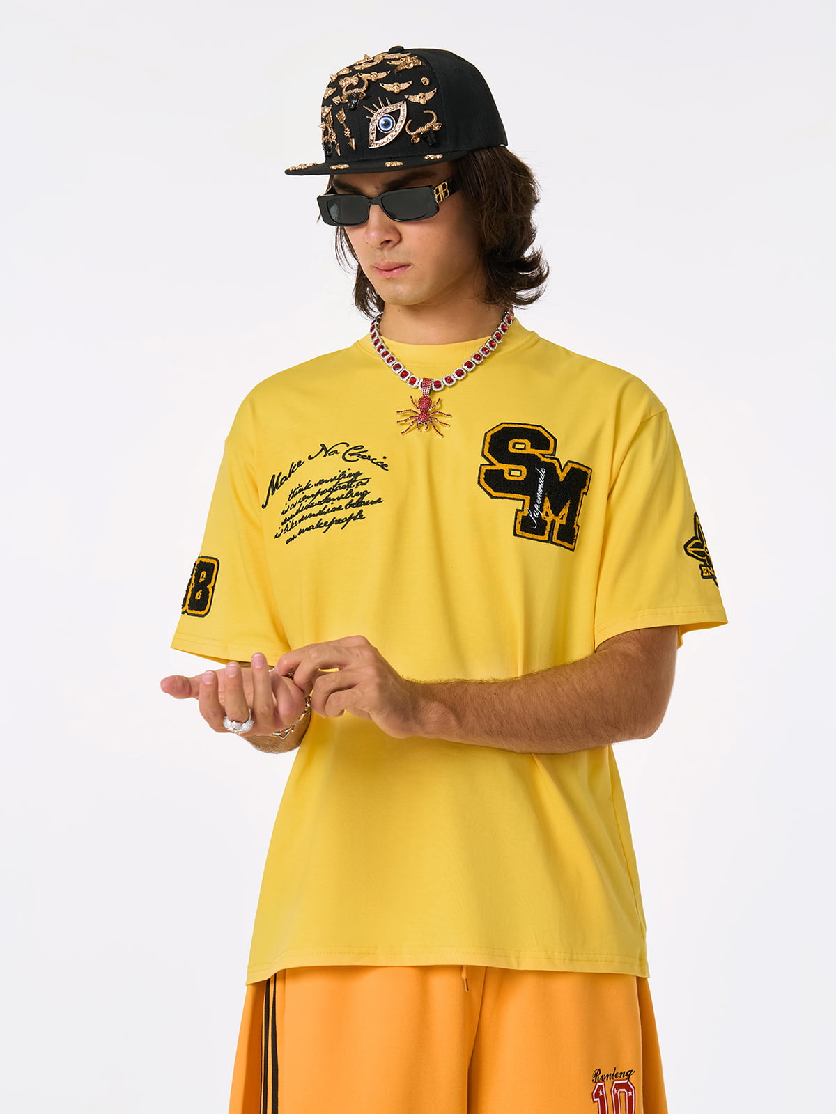 Retro Motorcycle Style Heavy Patch Embroidered T-shirt