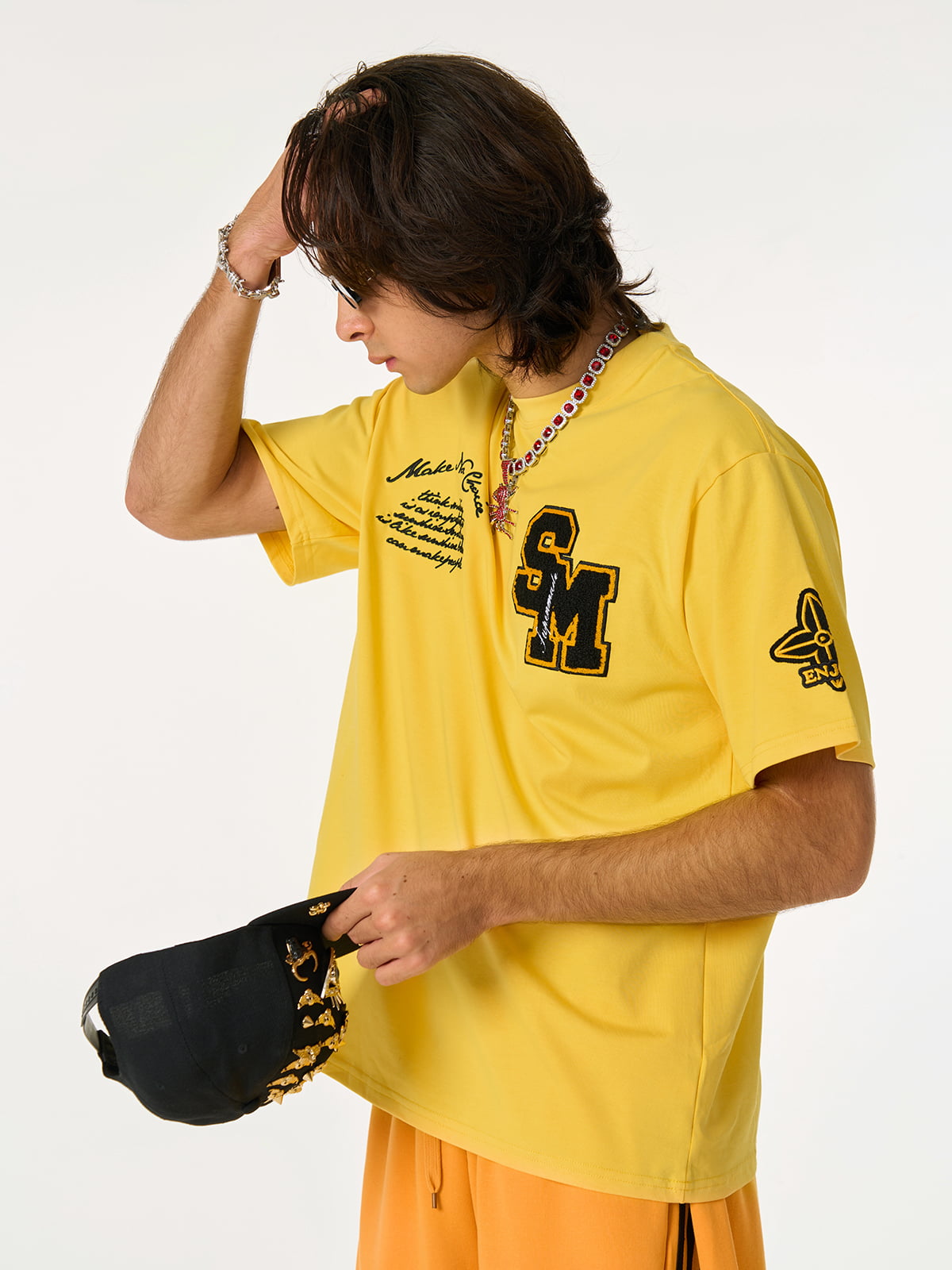 Retro Motorcycle Style Heavy Patch Embroidered T-shirt