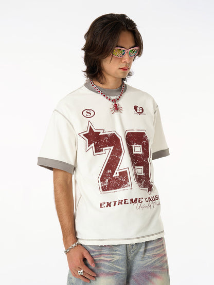 Distressed NO. 28 Jersey T-Shirt - 2442