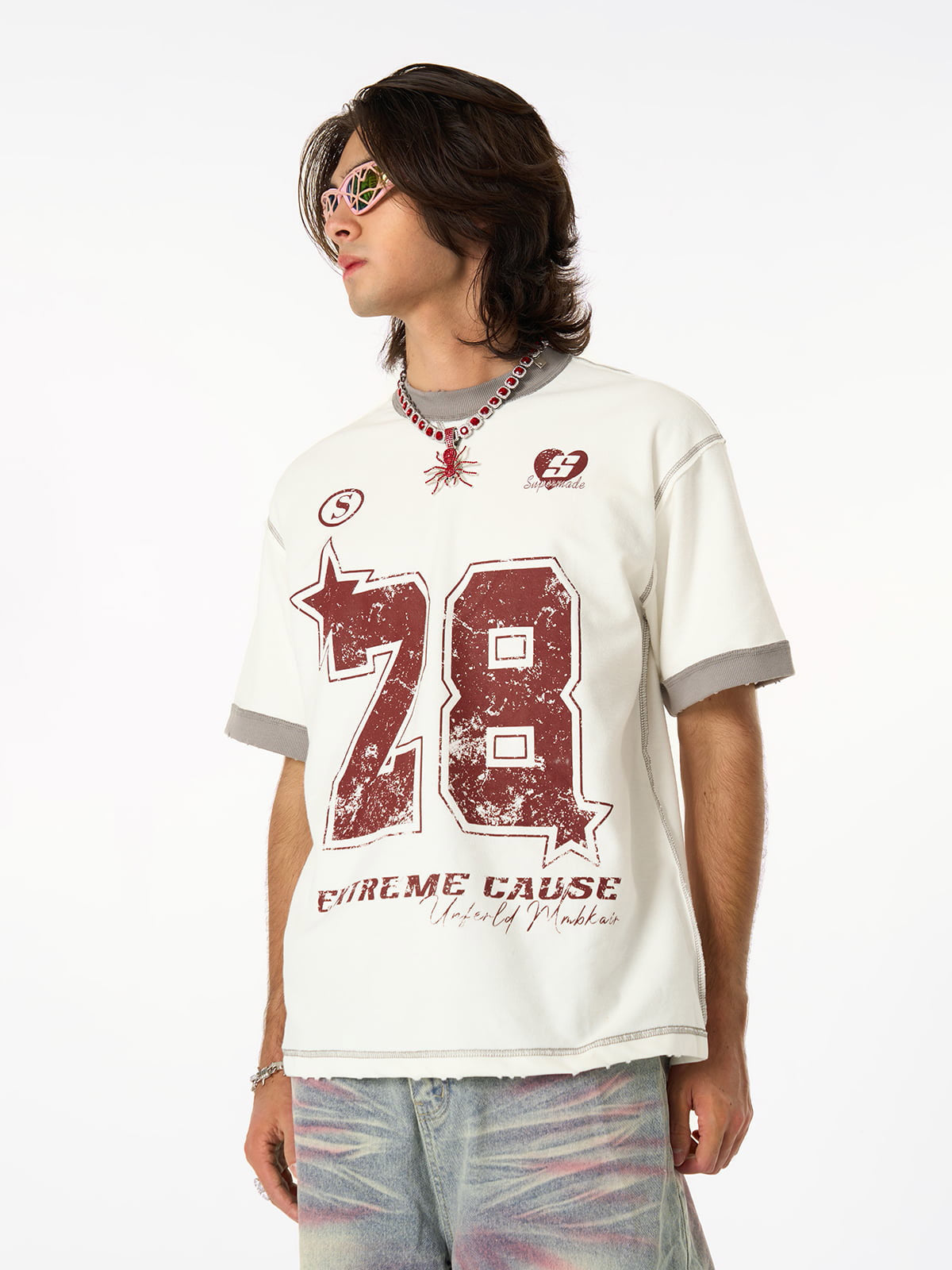 Distressed NO. 28 Jersey T-Shirt - 2442