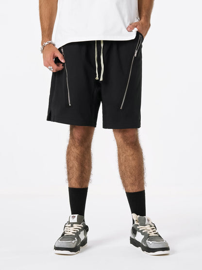 Retro Functional Zipper Slit Jort