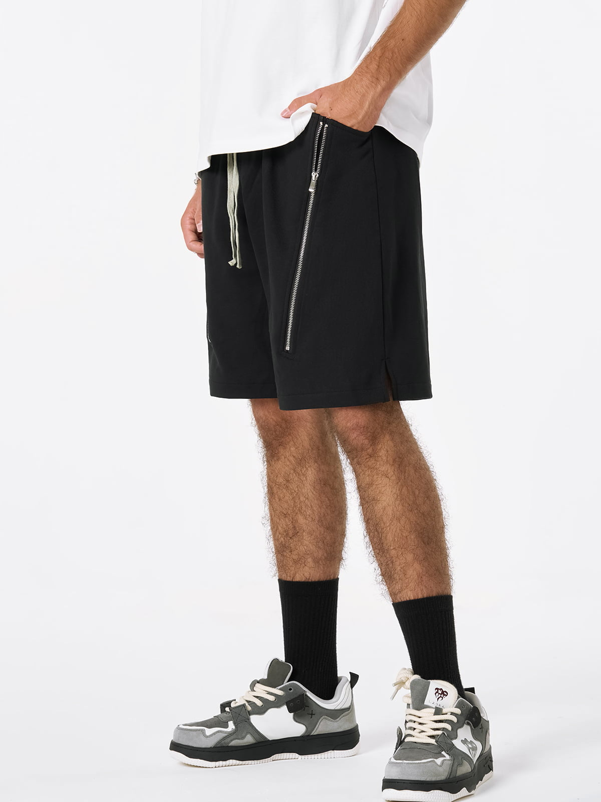 Retro Functional Zipper Slit Jort