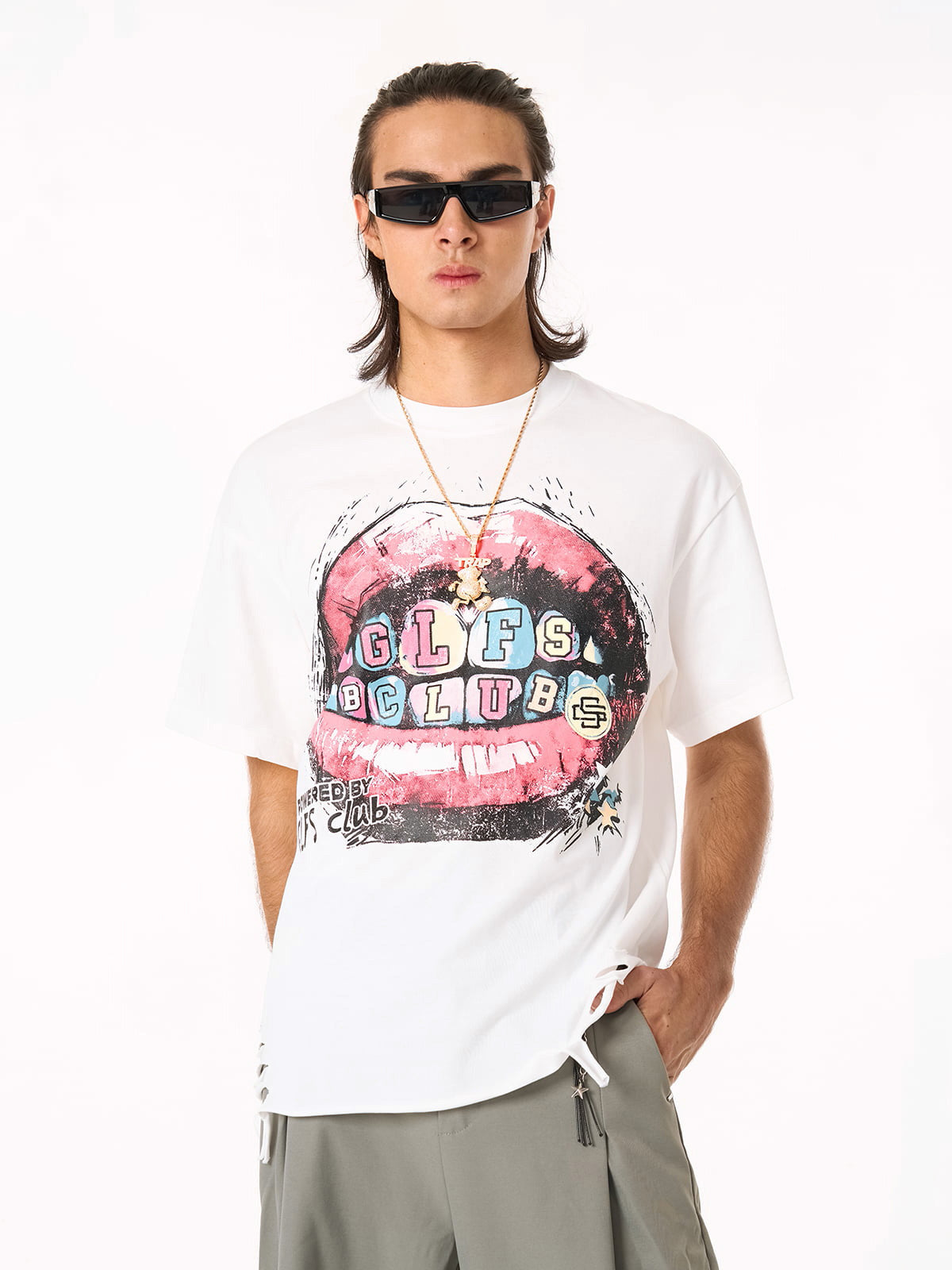 Retro Letter Lip Graphic T-Shirt