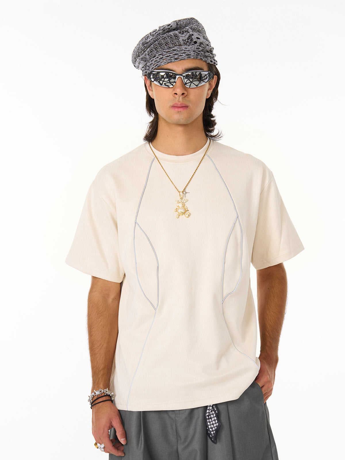 Functional Deconstructed Split Short-sleeved T-shirt - 2437