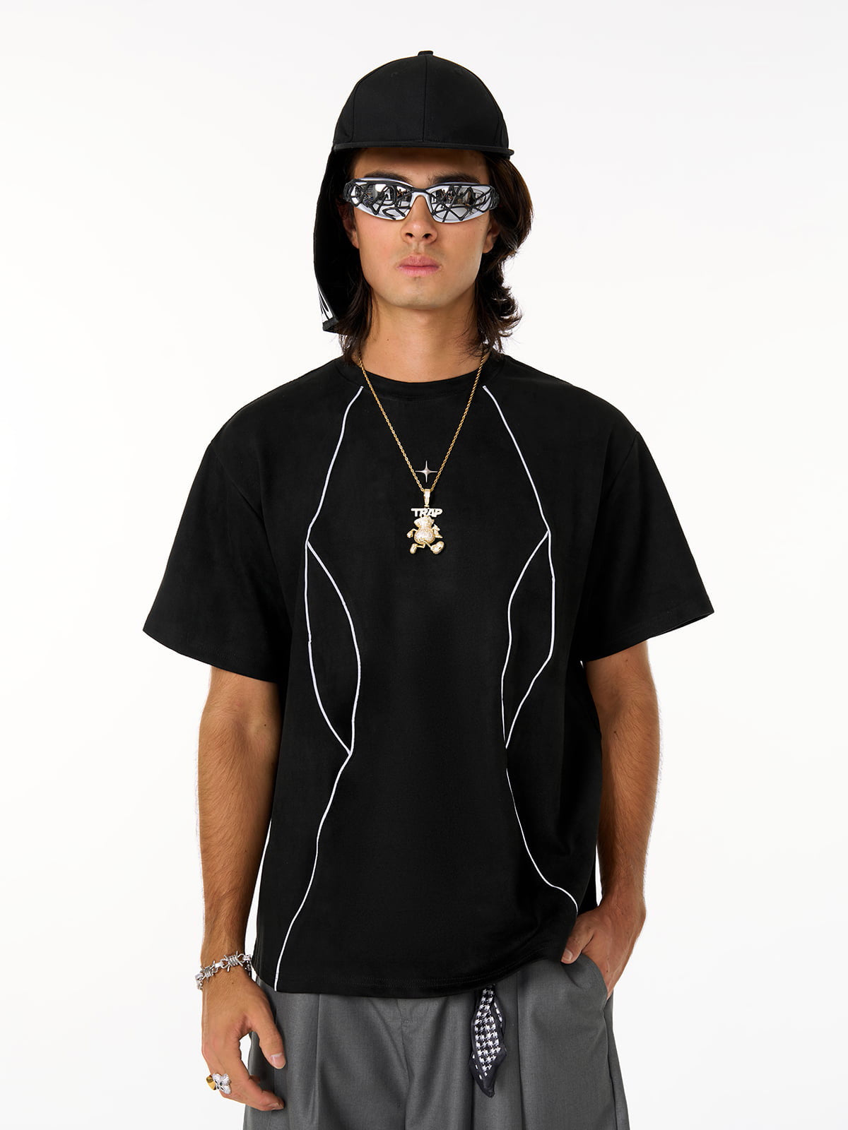 Functional Deconstructed Split Short-sleeved T-shirt - 2437