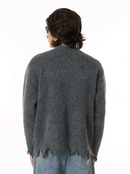 Distressed Quarter Zip Sweater