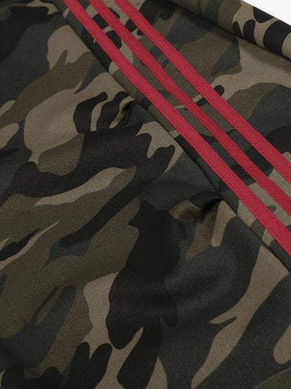 Camouflage Wide-Leg Pants with Red Stripes and Embroidery for Casual Wear