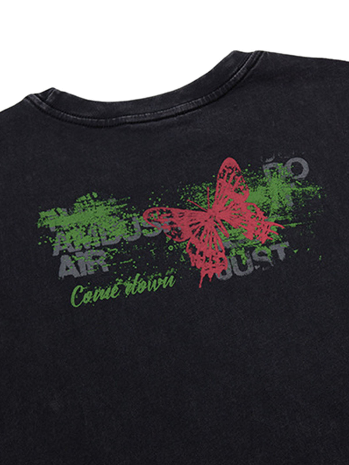 Distressed Graphic Butterfly Print Vest