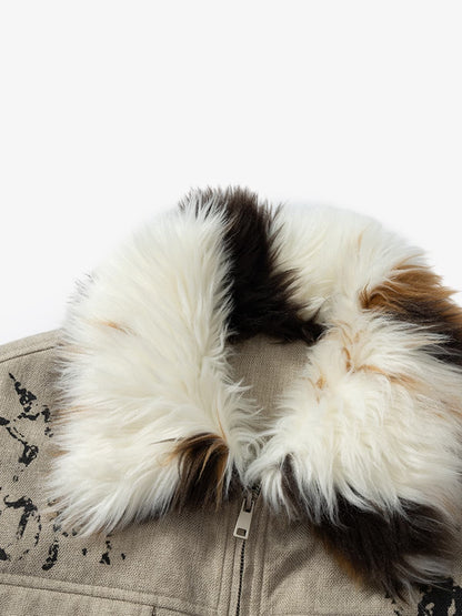 Winter-Ready Corduroy Jacket with Faux Fur Trim for Men