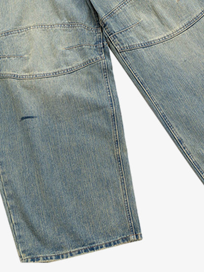 Wide-Leg Denim Trousers with Unique Tie Detail for Fashionable Comfort