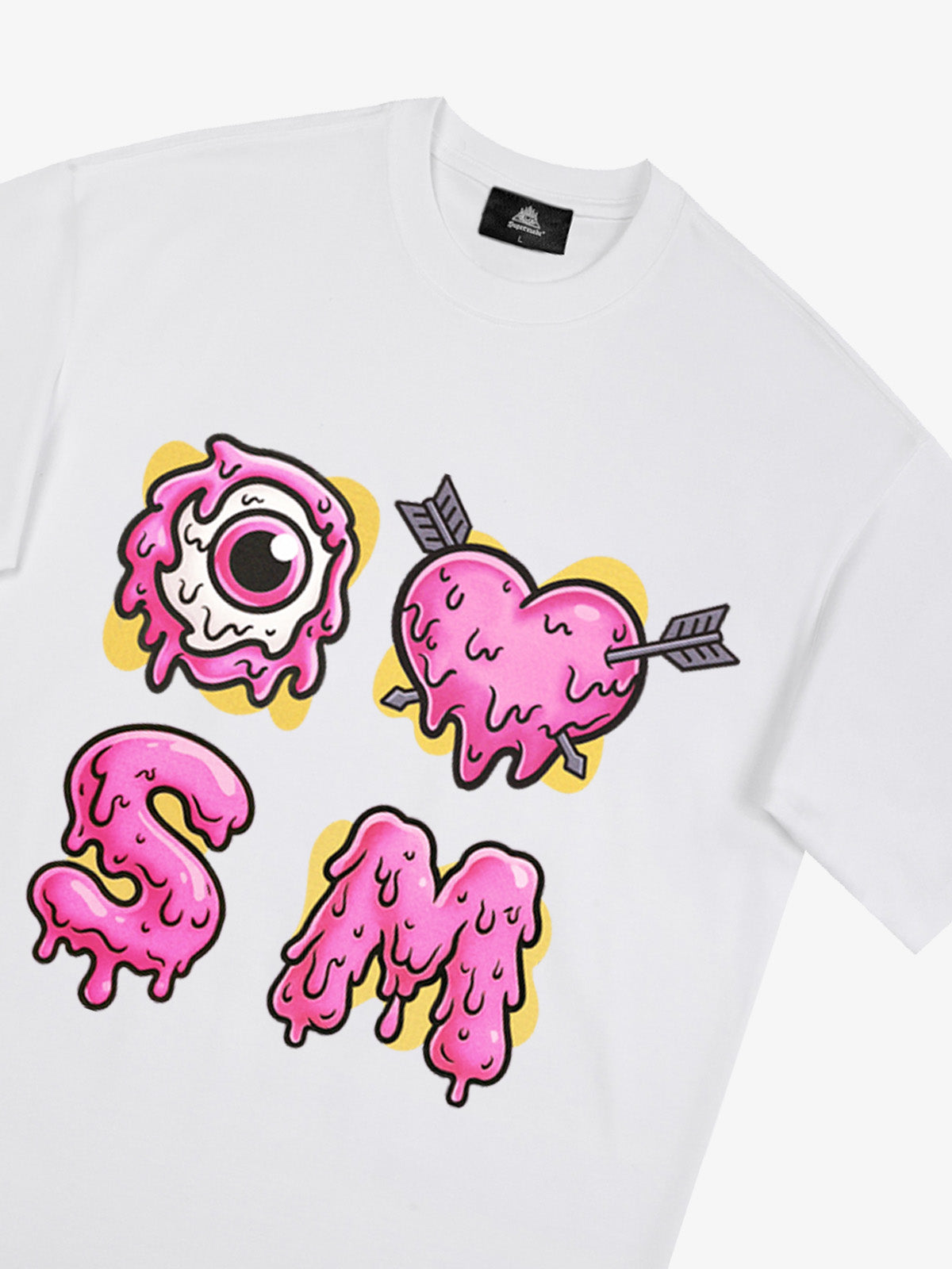 Thesupermade eyeball and love graffiti declaration T-shirt