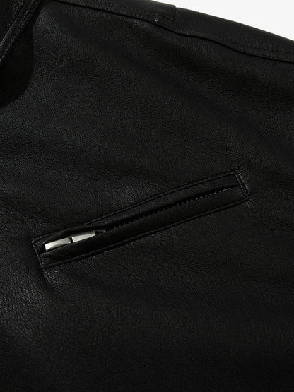 Stylish Black Leather Jacket with Zipper Detail for Modern Fashionistas