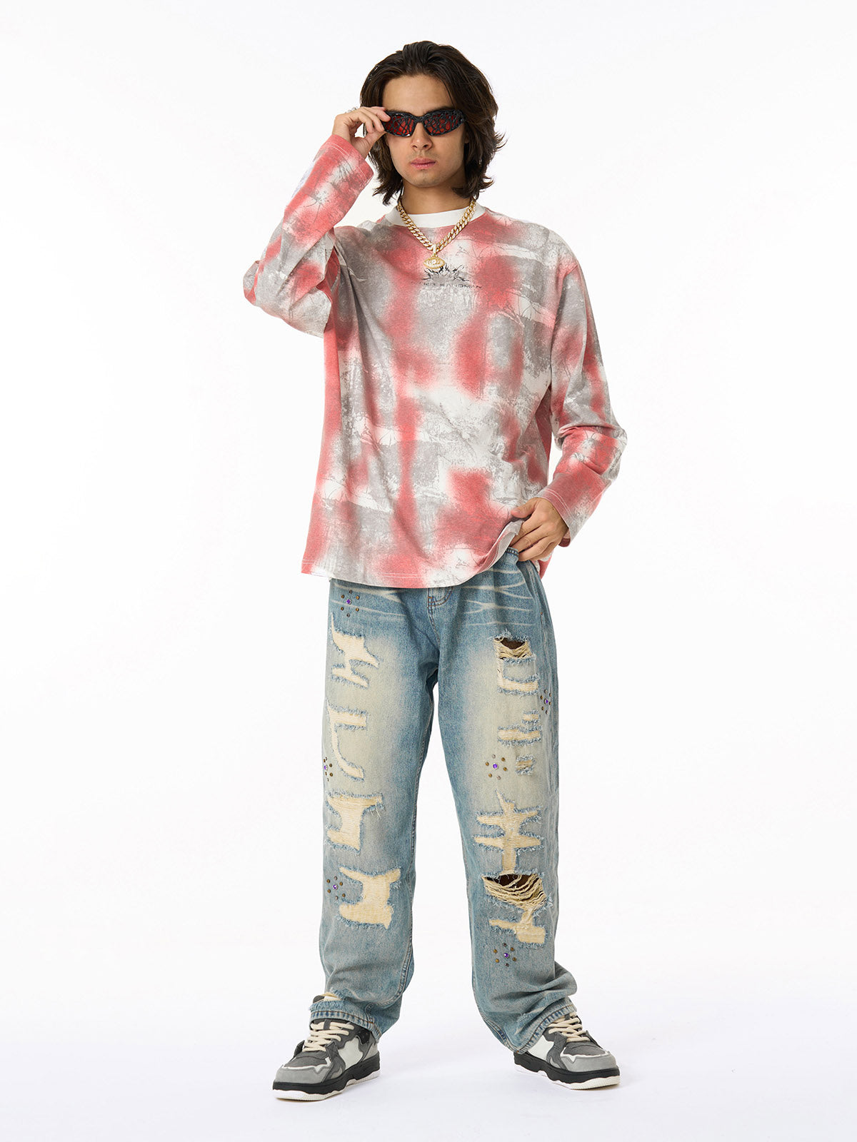 Tie-Dye Long Sleeve Tee for Trendy Streetwear Enthusiasts