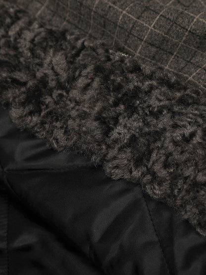 Plaid Bomber Jacket with Faux Fur Collar - Perfect for Casual Winter Wear