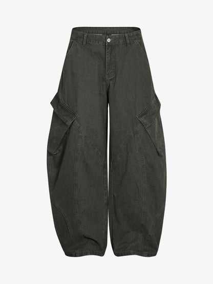 Wide-Leg Cargo Pants with Unique Pocket Design for Casual Style