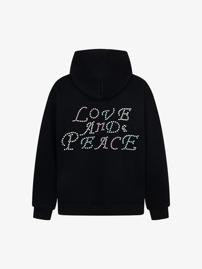 Stylish Hoodie with Embellished "Love and Peace" Design for Everyday Wear