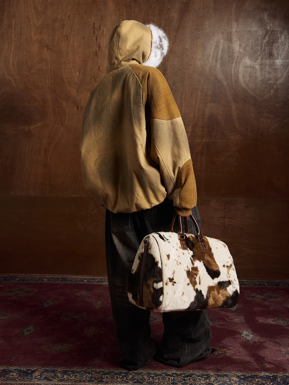 Winter-Ready Corduroy Jacket with Faux Fur Trim for Men