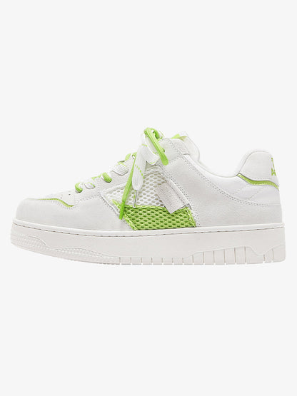 Fashionable Neon Green and White Low-top Sneakers for Everyday Wear