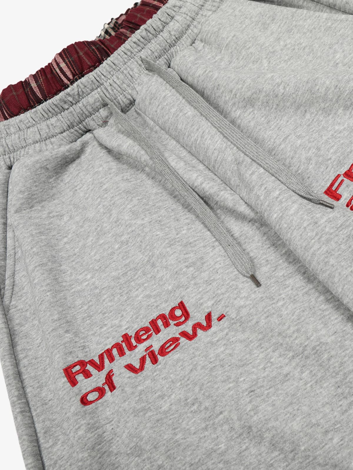 Wide-Leg Lounge Pants with Plaid Waistband and Stylish Lettering