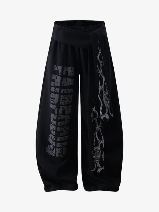 Thesupermade Dark Street Letter Flame Casual Sweatpants