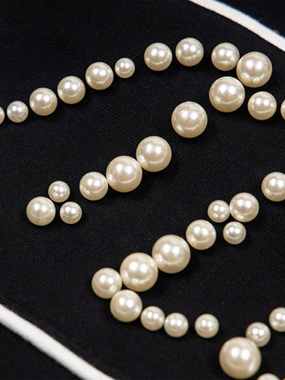 Retro Pearl Design Casual Straight Pants