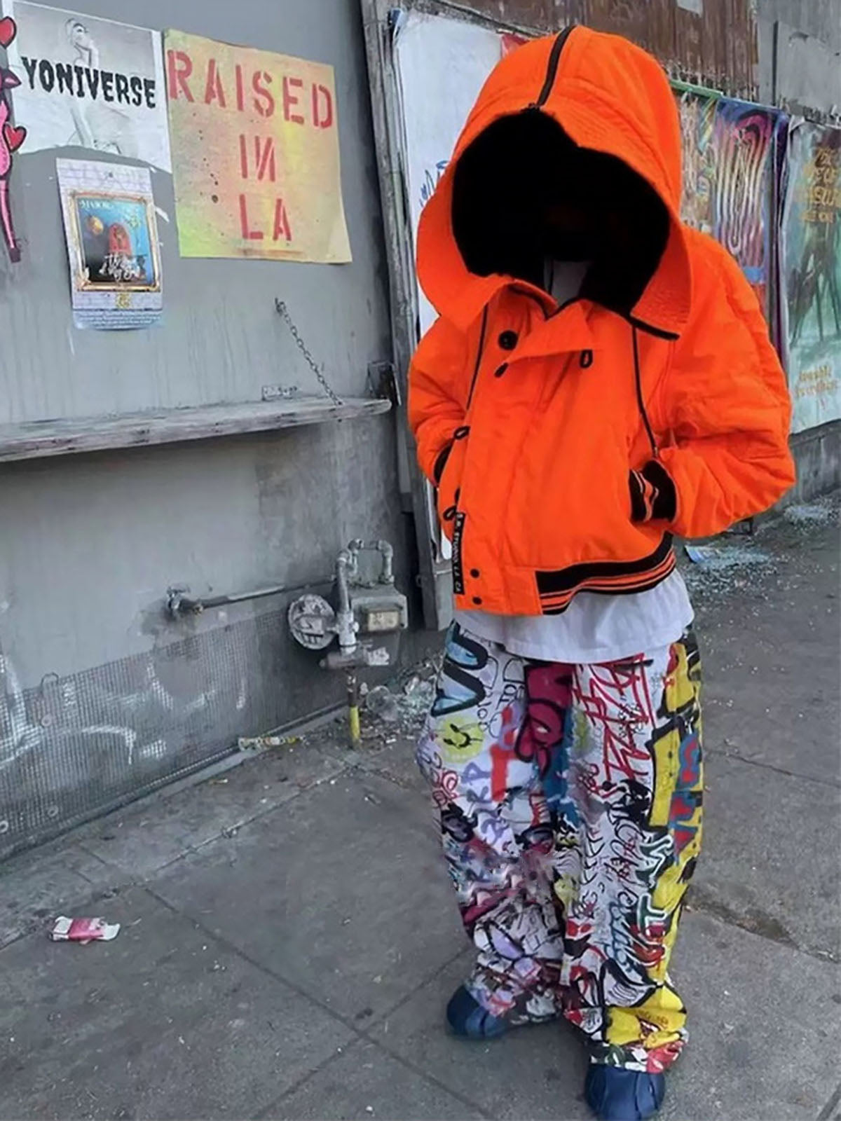 Graffiti Print Wide-Leg Pants for Urban Street Style