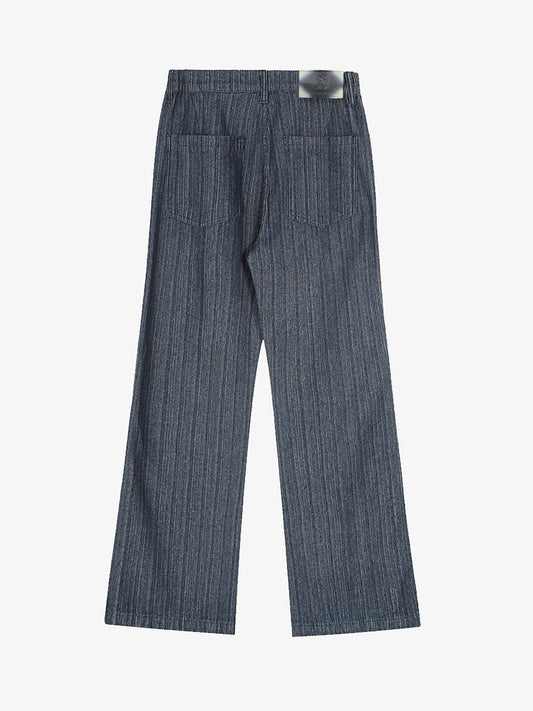 Stylish Wide-Leg Denim Trousers with Pleated Design for Modern Fashionistas