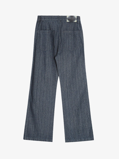 Stylish Wide-Leg Denim Trousers with Pleated Design for Modern Fashionistas