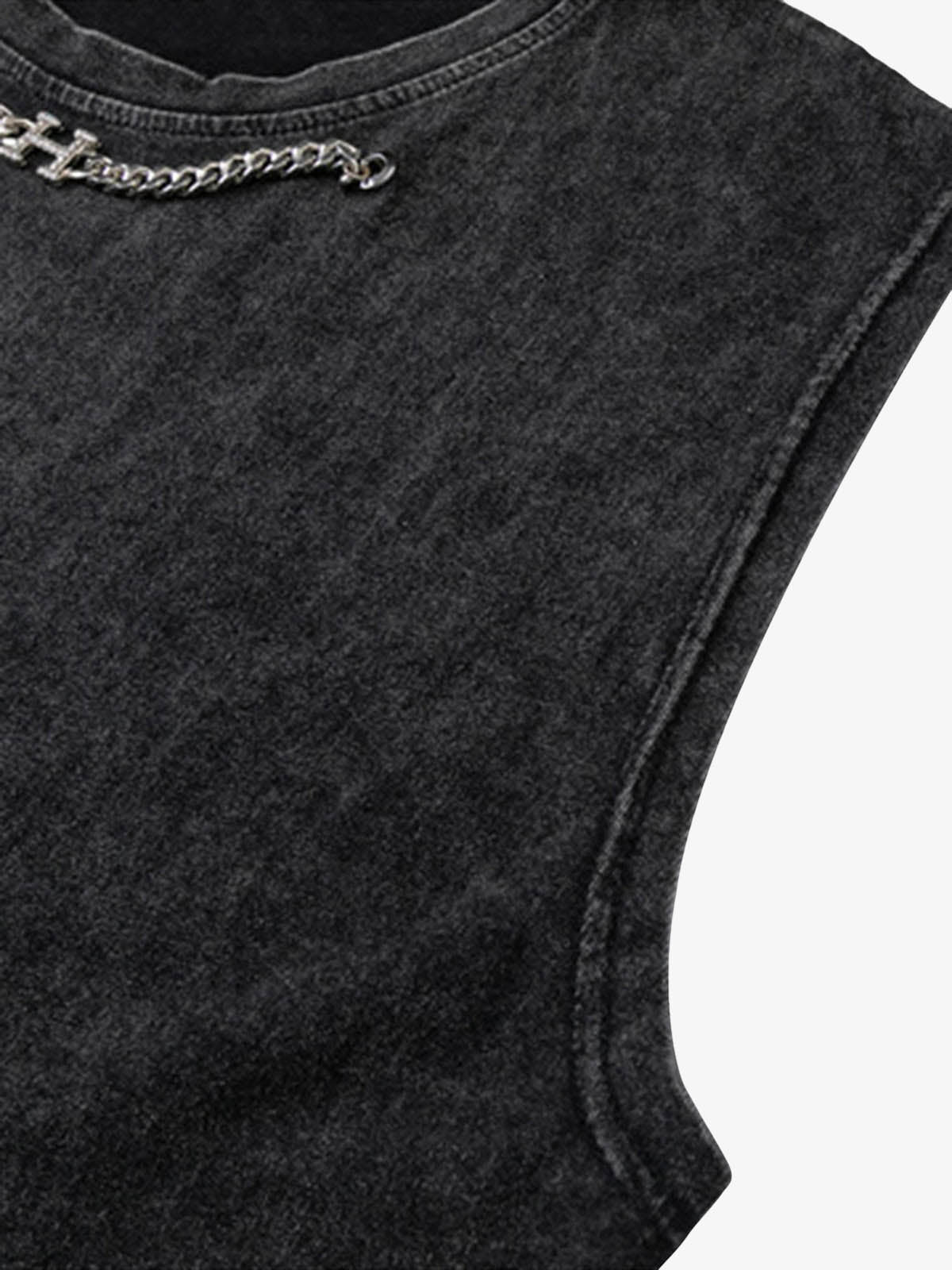 ThesupermadeVintage Metallic Phantom Letter Distressed Washed Vest - 2060