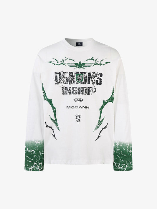 Thesupermade Street Motorcycle Style Printed Long-sleeved T-shirt