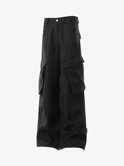 Stylish High-Waisted Black Trousers with Crystal Embellishments