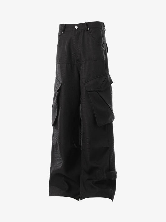 Stylish High-Waisted Black Trousers with Crystal Embellishments