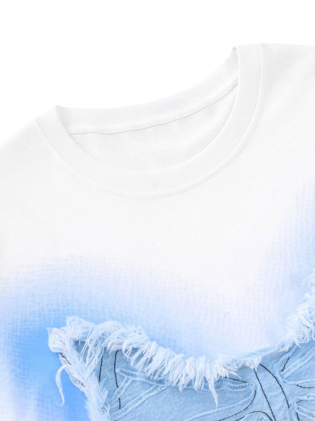 Butterfly Patch Embroidered Graphic T-Shirt