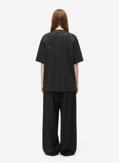 Rivet Deconstructed Split Stitching Denim Short-Sleeved Shirt