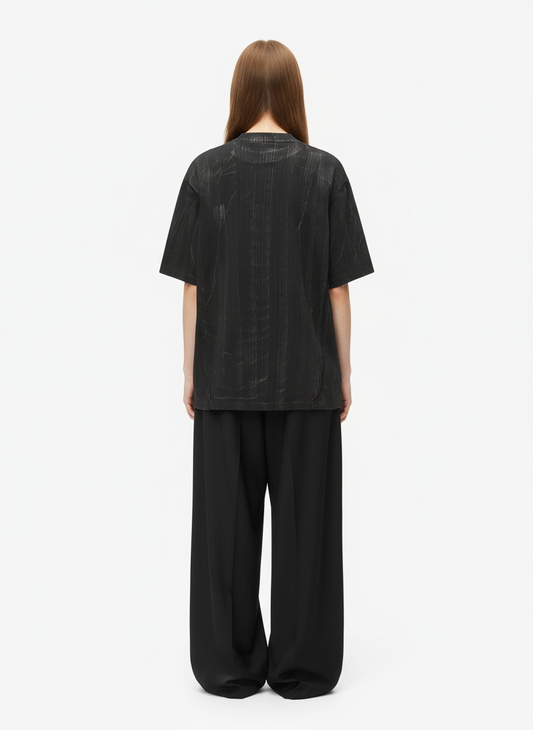 Rivet Deconstructed Split Stitching Denim Short-Sleeved Shirt