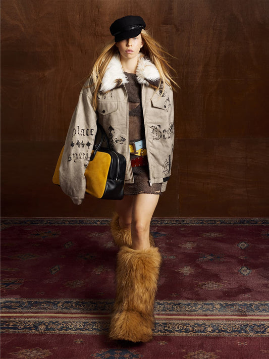 Winter-Ready Corduroy Jacket with Faux Fur Trim for Men