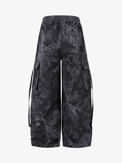 Camouflage Cargo Culottes with Adjustable Drawstring and Side Slits