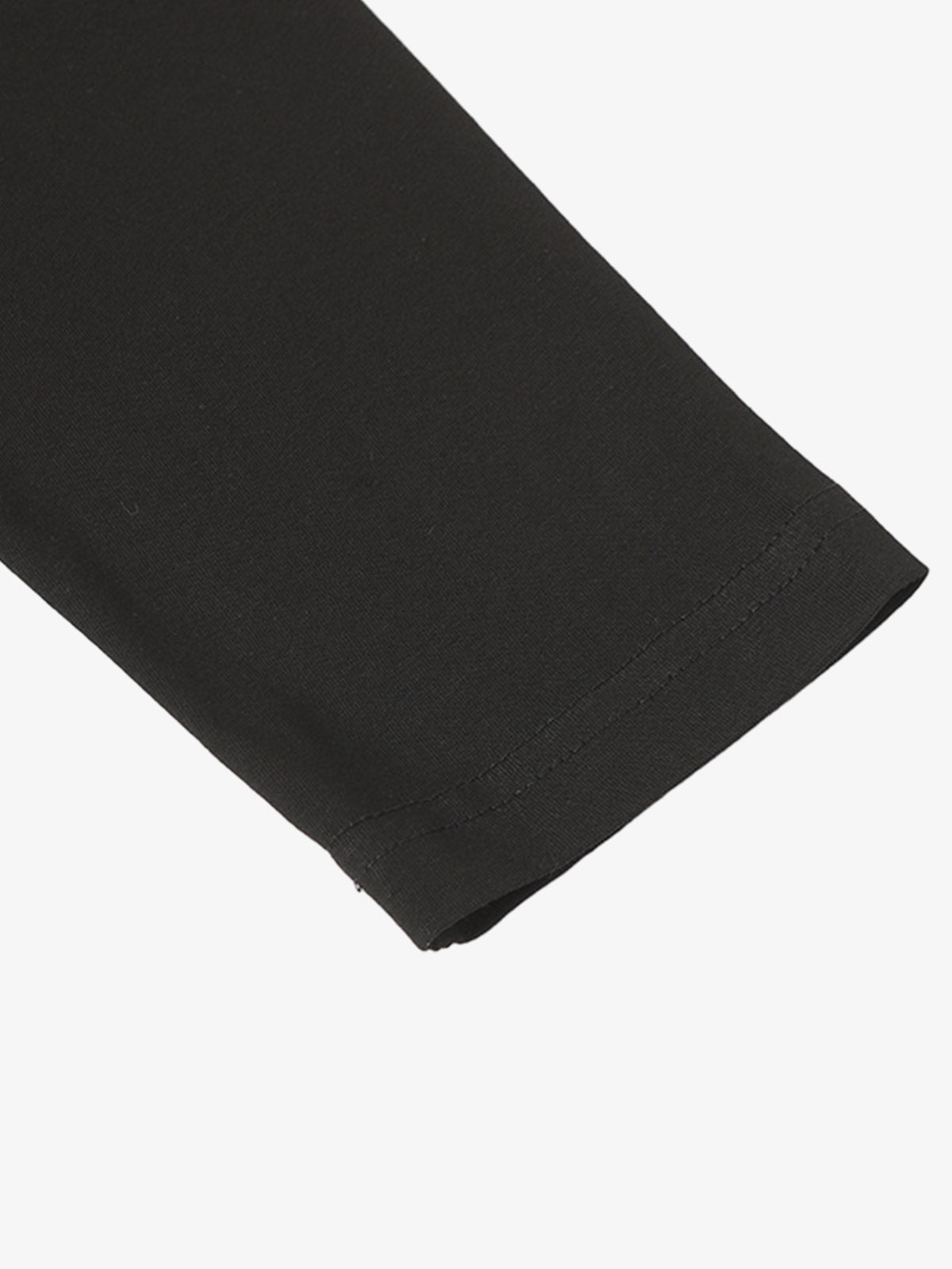 Black Long Sleeve T-Shirt with Plaid Shoulder Patch - Stylish and Versatile Top for Casual Wear