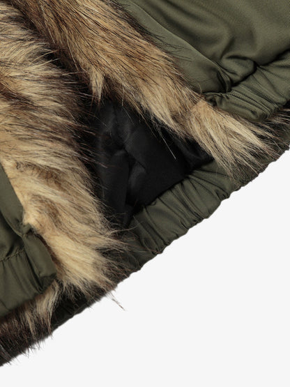 Winter Warmth Faux Fur Trimmed Bomber Jacket for Women