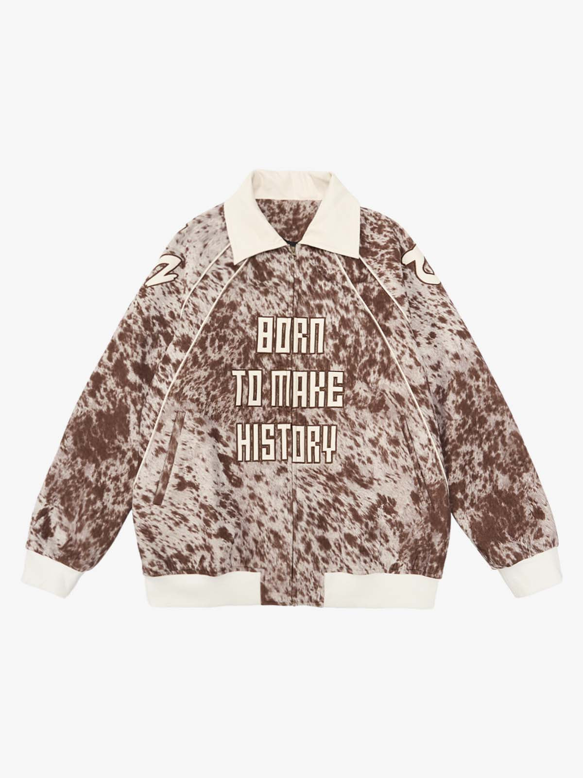 Retro Statement Snow Leopard Fleece Jacket