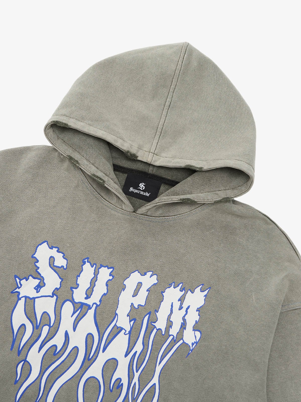 SPMD Flame Letter Graphic Cotton Hoodie