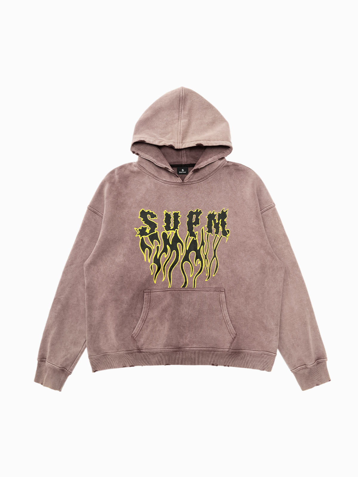 SPMD Flame Letter Graphic Cotton Hoodie