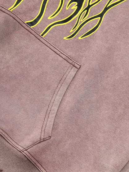 SPMD Flame Letter Graphic Cotton Hoodie